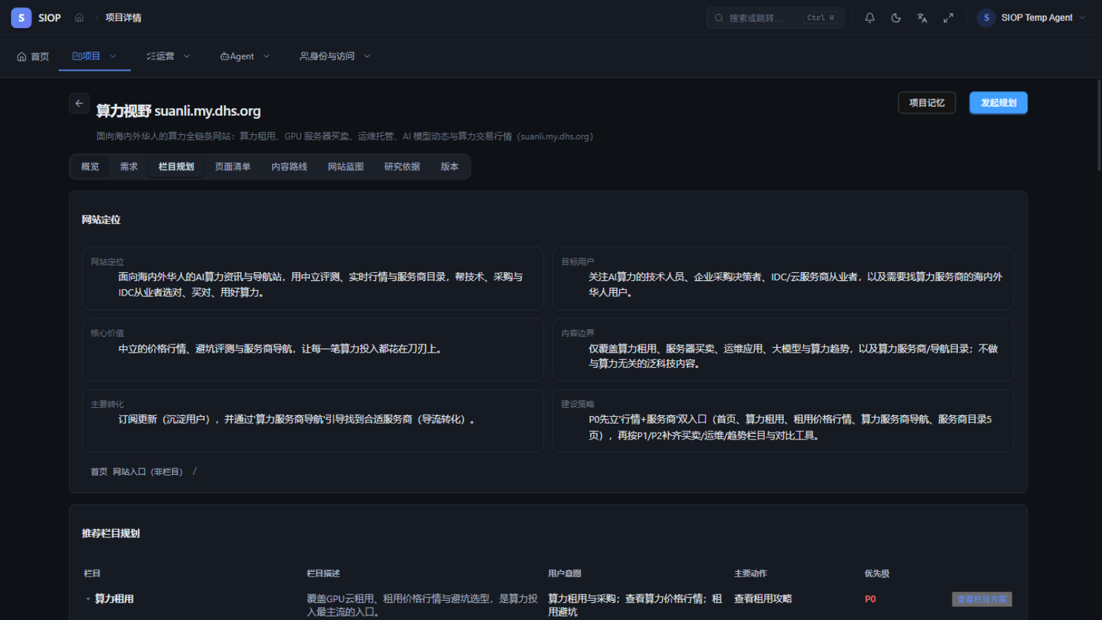 栏目规划成果